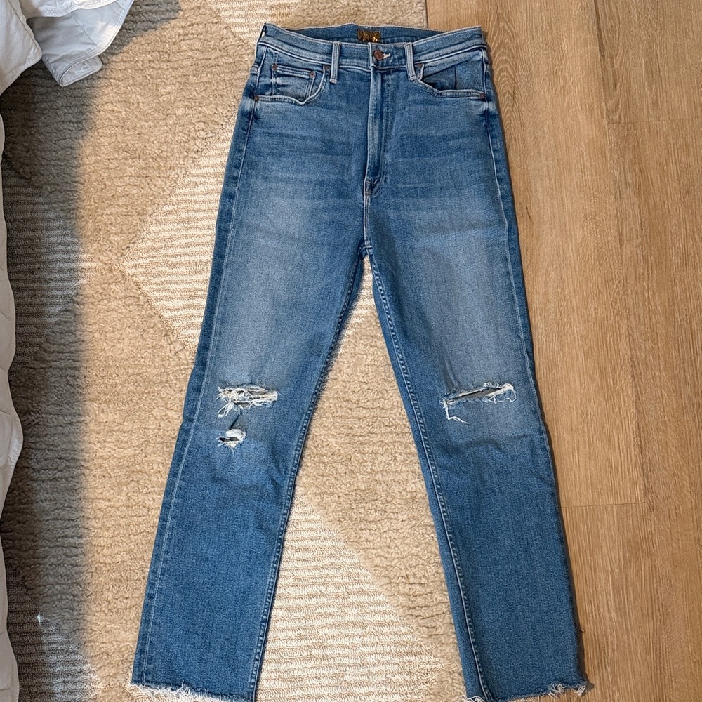 Mother - High Waisted Rider Ankle Fray
